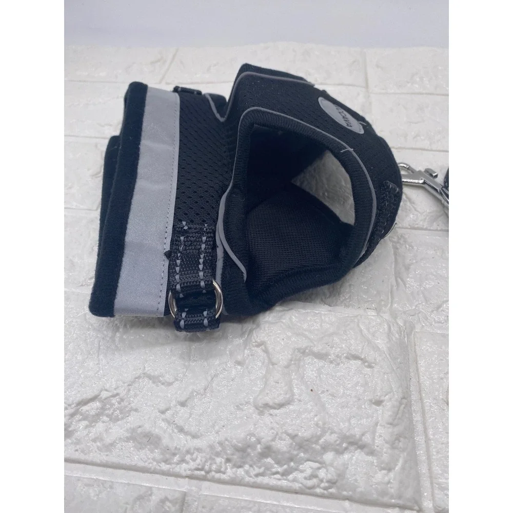 Pet Harness & Leash Set Adjustable Reflective Black & Gray Safety Vest Size‎ M